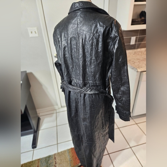 VTG 90s Together 100%Genuine Leather Cow Croc Indian Made Coat Size 16 - Picture 5 of 6